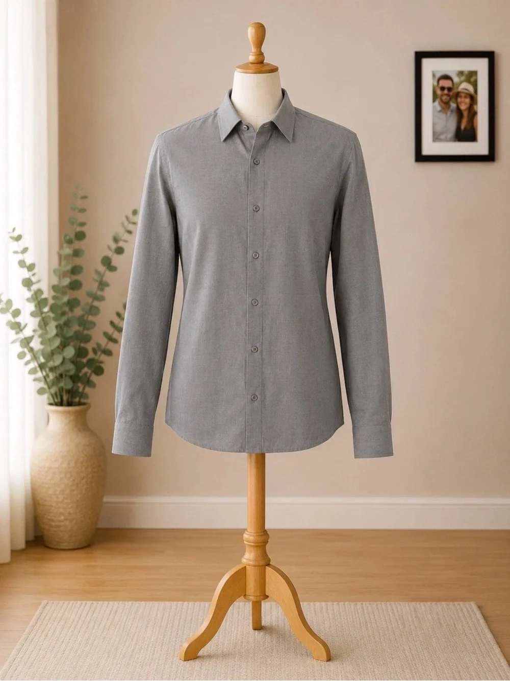 Banana Republic Men's Gray Long-Sleeve Dress Shirt